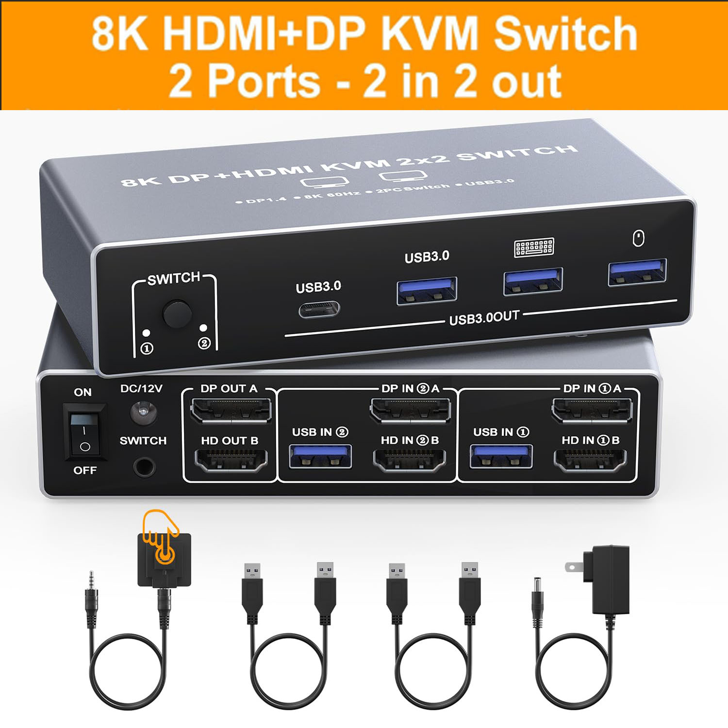 Hdmi Kvm Switch 4 Port Dual Monitor - Sakelar KVM DisplayPort HDMI 8K untuk