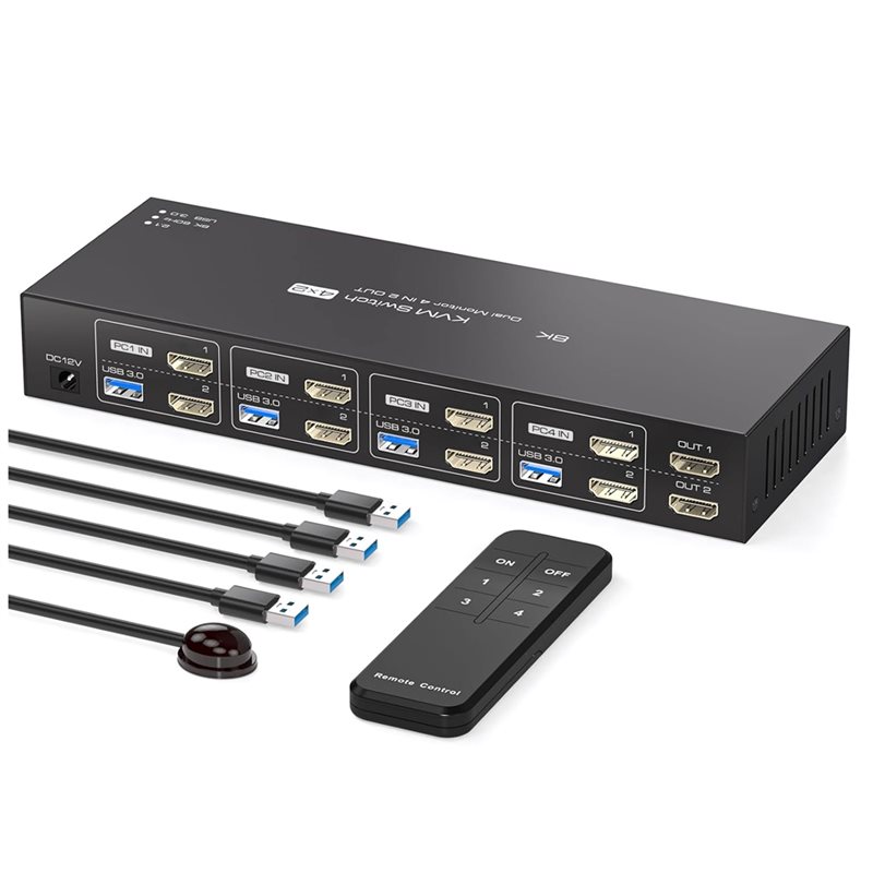 Hdmi Kvm Switch 4 Port Dual Monitor - Switch KVM Kompatibel 4K120hz - 2