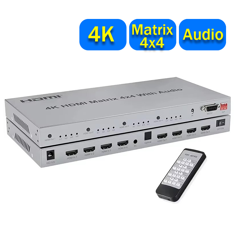 Hdmi Matrix Switch 4X4 4K 60Hz - 4K HDMI True Matrix Switch 4