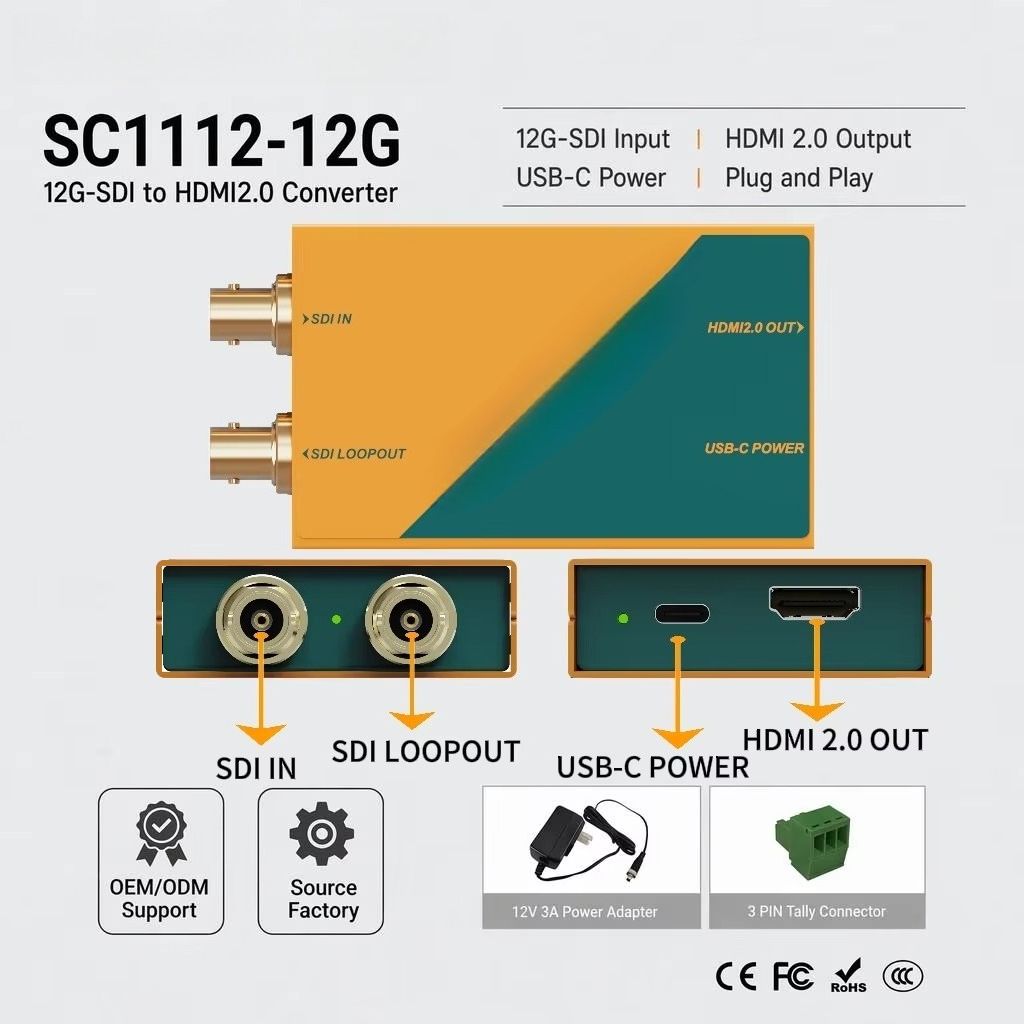 Sdi To Hdmi Converter Broadcast - SC1112-12G, Konverter Siaran 12G-SDI ke HDMI