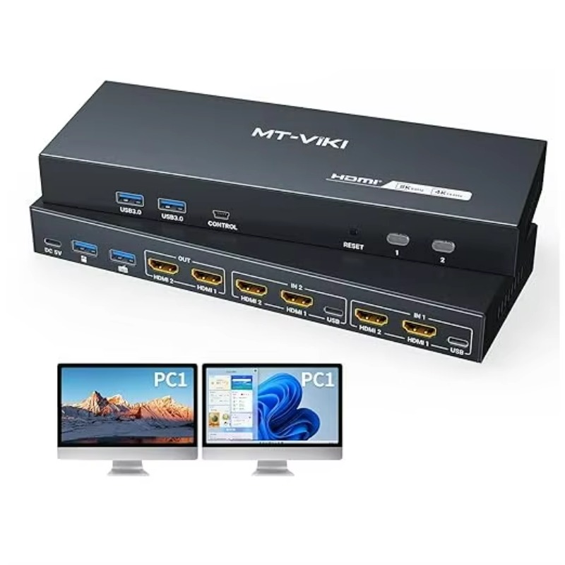 Hdmi Kvm Switch 4 Port Dual Monitor - Switch KVM HDMI 8K 60Hz untuk