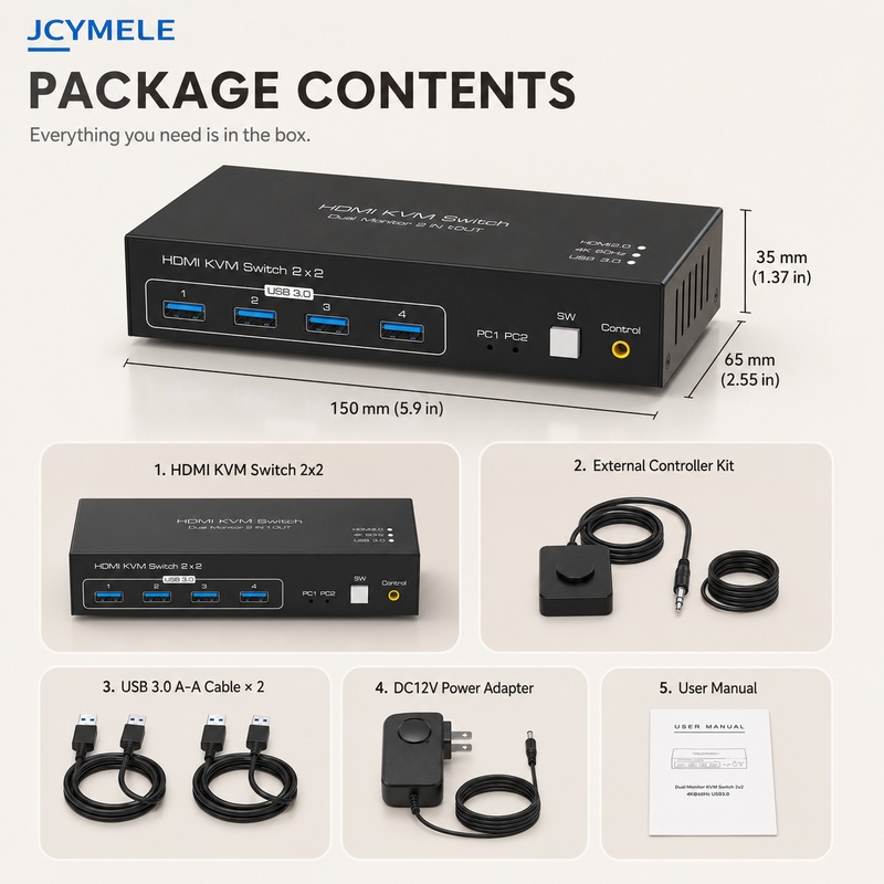 Hdmi Kvm Switch 4 Port Dual Monitor - HDMI KVM Switch 2 Komputer 2
