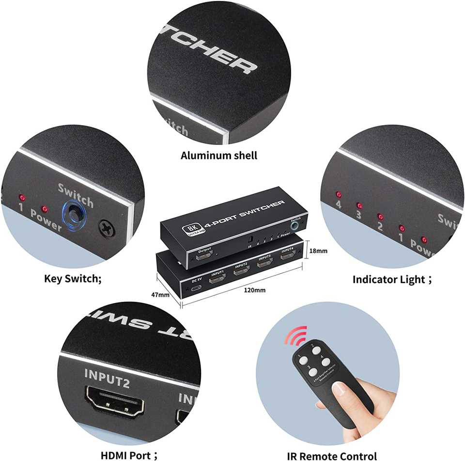 2026 Switcher HDMI 2.1-Kompati - Hdmi Splitter 1 In 4 Out 4K 60Hz ulasan dan harga