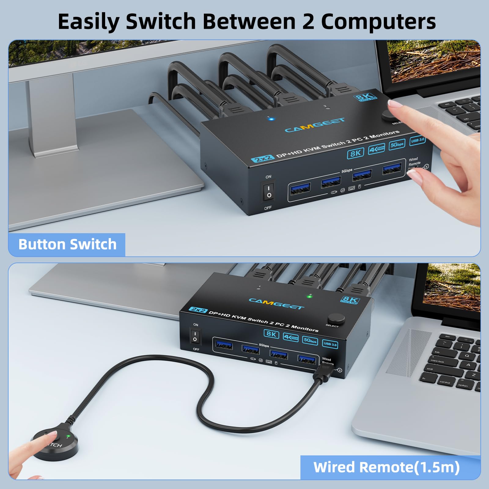 Switch KVM 4K@144Hz untuk 2 Mo - Hdmi Kvm Switch 4 Port Dual Monitor ulasan dan harga