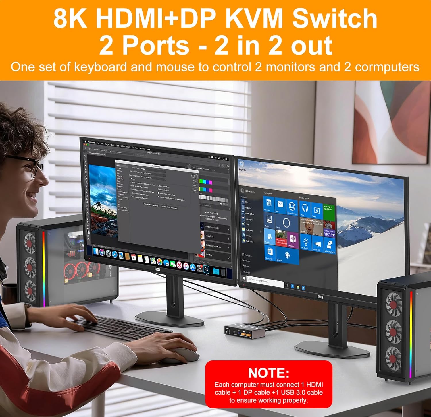 Sakelar KVM DisplayPort HDMI 8 - Hdmi Kvm Switch 4 Port Dual Monitor ulasan dan harga