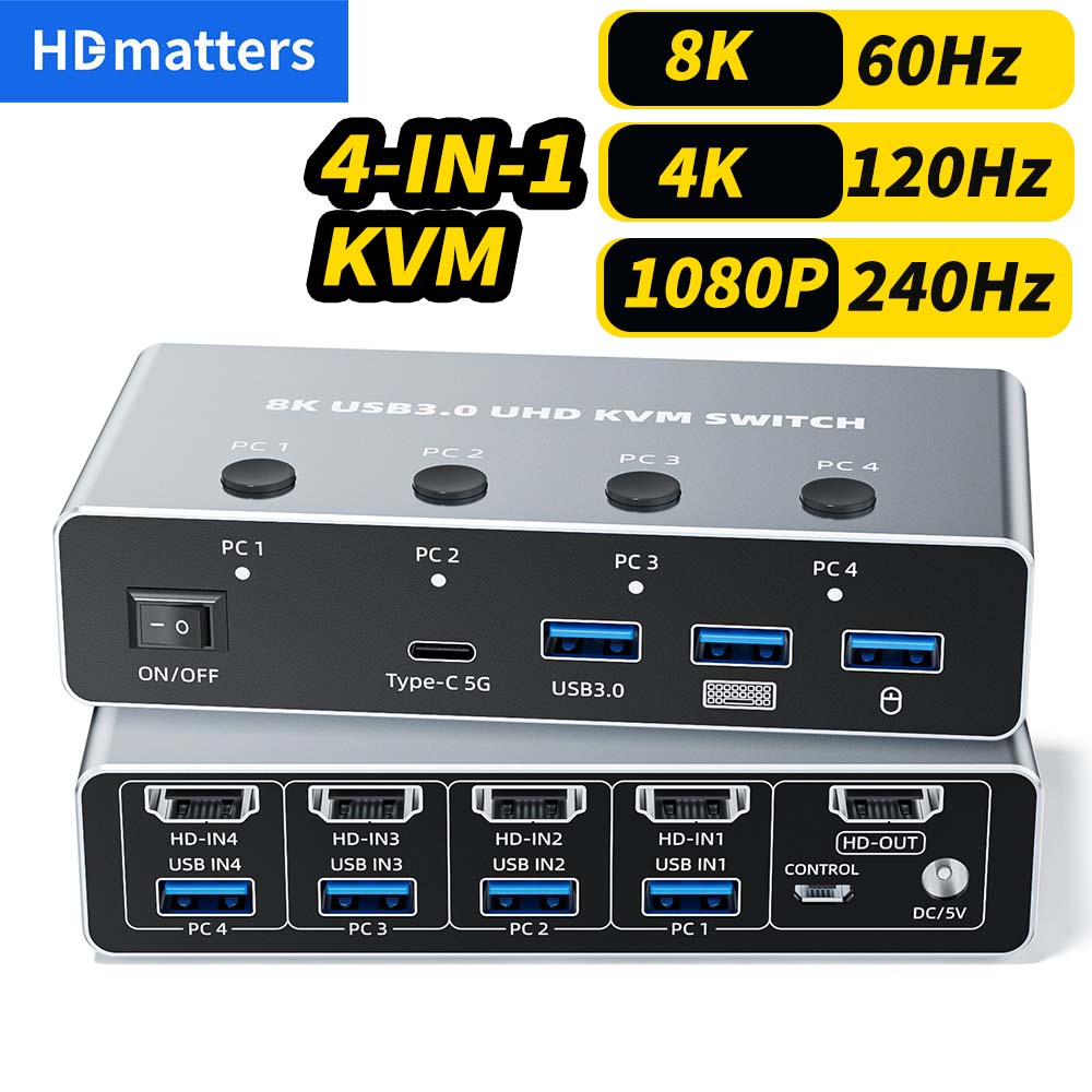 Sakelar KVM HDMI 2.1 8K 60Hz u - Hdmi Matrix Switch 4X4 4K 60Hz ulasan dan harga