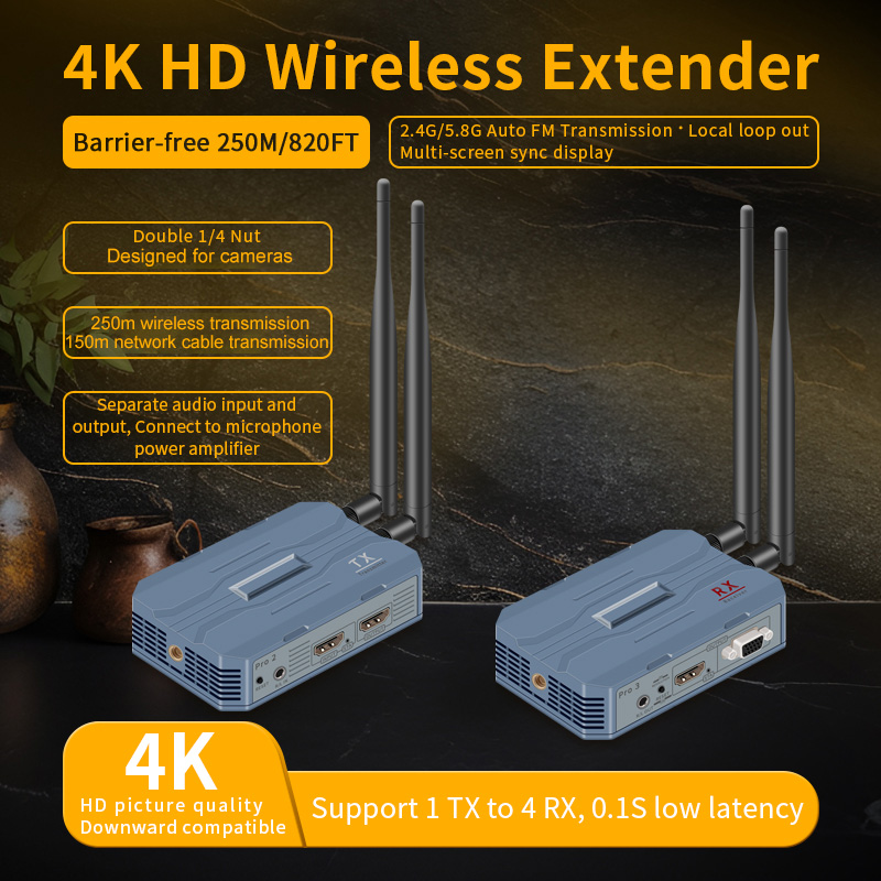 Extender HDMI Nirkabel 4K 250m - Wireless Hdmi Transmitter And Receiver 4K ulasan dan harga
