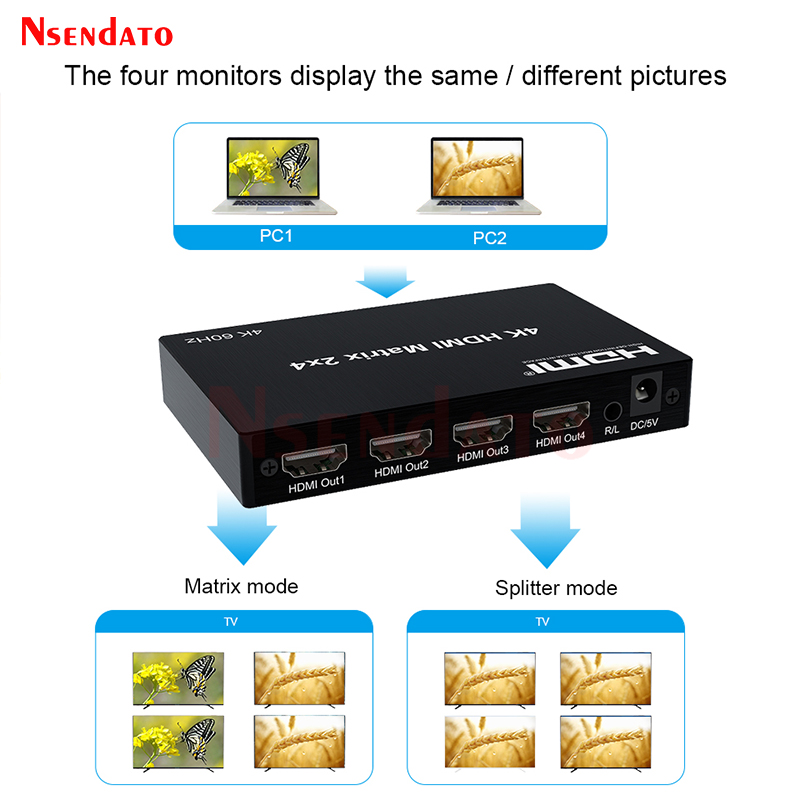 4K 60Hz HDMI Matrix 2x4 untuk  - Hdmi Splitter 1 In 4 Out 4K 60Hz ulasan dan harga