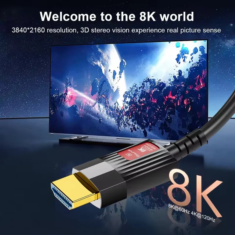 Kabel Serat Optik HDMI 2.1 8K  - Hdmi Fiber Optic Cable 50M 100M ulasan dan harga