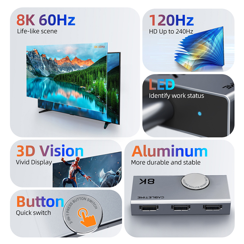 CABLETIME 8K 2 IN 1, Pemisah H - Hdmi Splitter 1 In 4 Out 4K 60Hz ulasan dan harga