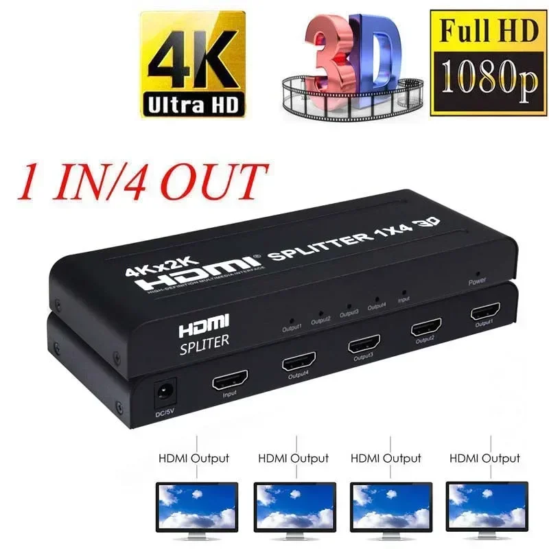 4K 3D 1X4 HDMI Splitter 1X2 Di - Hdmi Splitter 1 In 4 Out 4K 60Hz ulasan dan harga