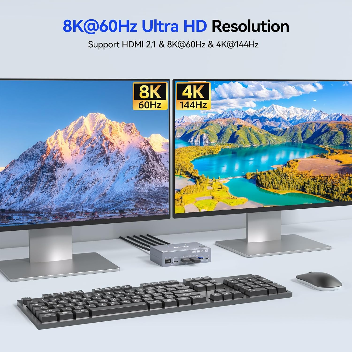 8K@60Hz USB 3.0 HDMI2.1 KVM Sw - Hdmi Kvm Switch 4 Port Dual Monitor ulasan dan harga