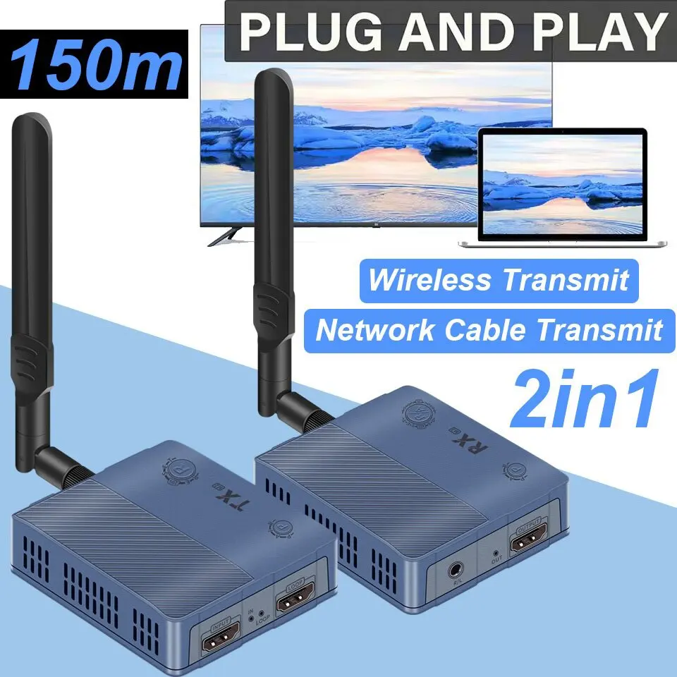 Pengirim dan Penerima Audio Vi - Wireless Hdmi Transmitter And Receiver 4K ulasan dan harga