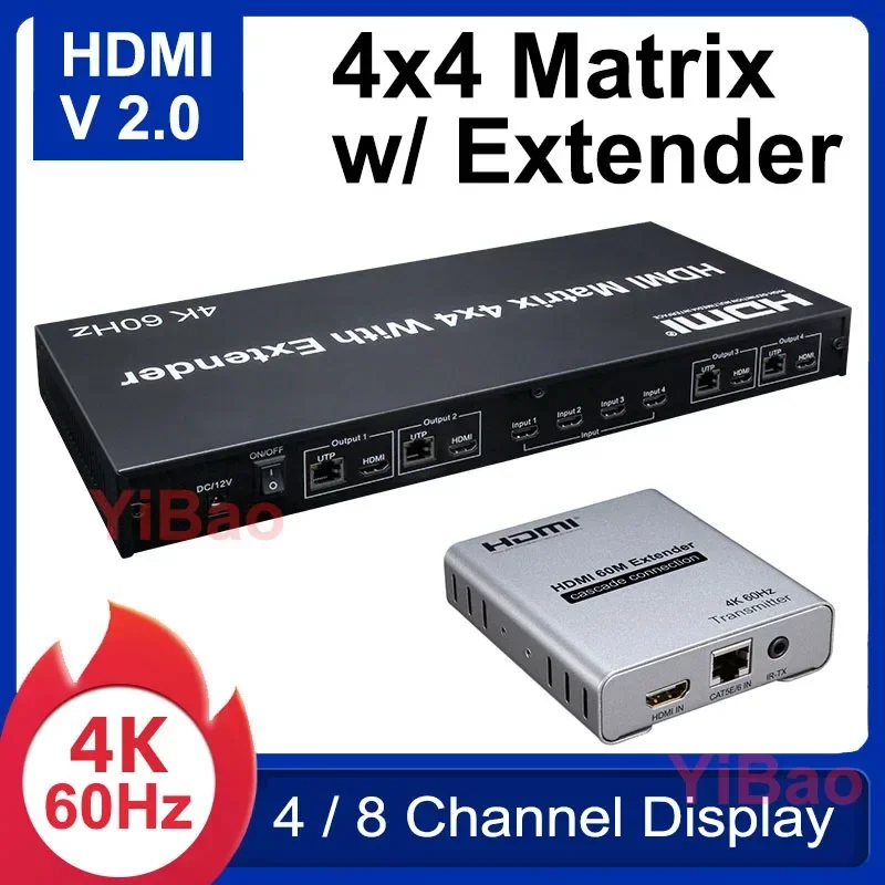 4K 60Hz 4X4 Matrix HDMI2.0 4x4 - Hdmi Matrix Switch 4X4 4K 60Hz ulasan dan harga