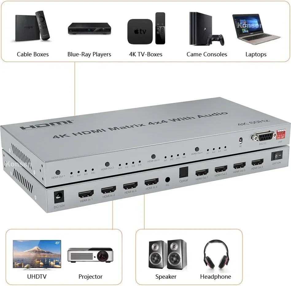 4K HDMI True Matrix Switch 4 i - Hdmi Matrix Switch 4X4 4K 60Hz ulasan dan harga