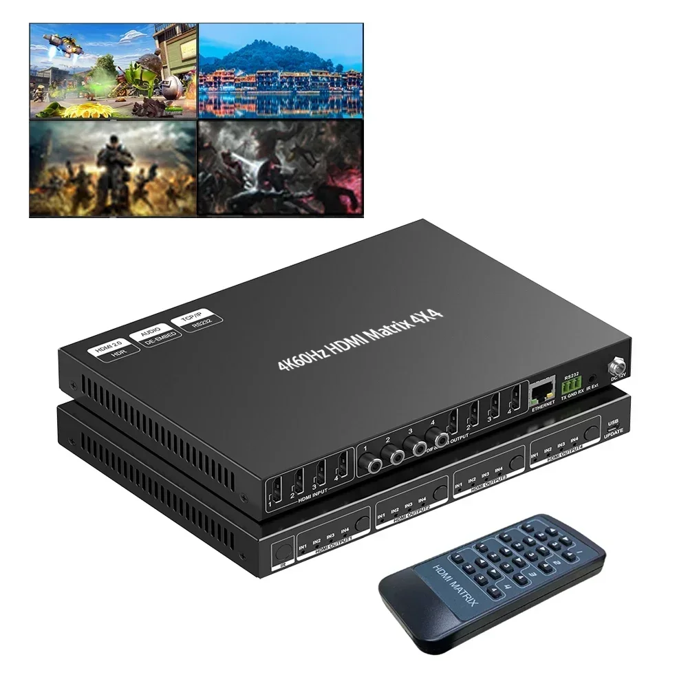 Matriks HDMI Pabrik Baru 8k 4k - Hdmi Matrix Switch 4X4 4K 60Hz ulasan dan harga