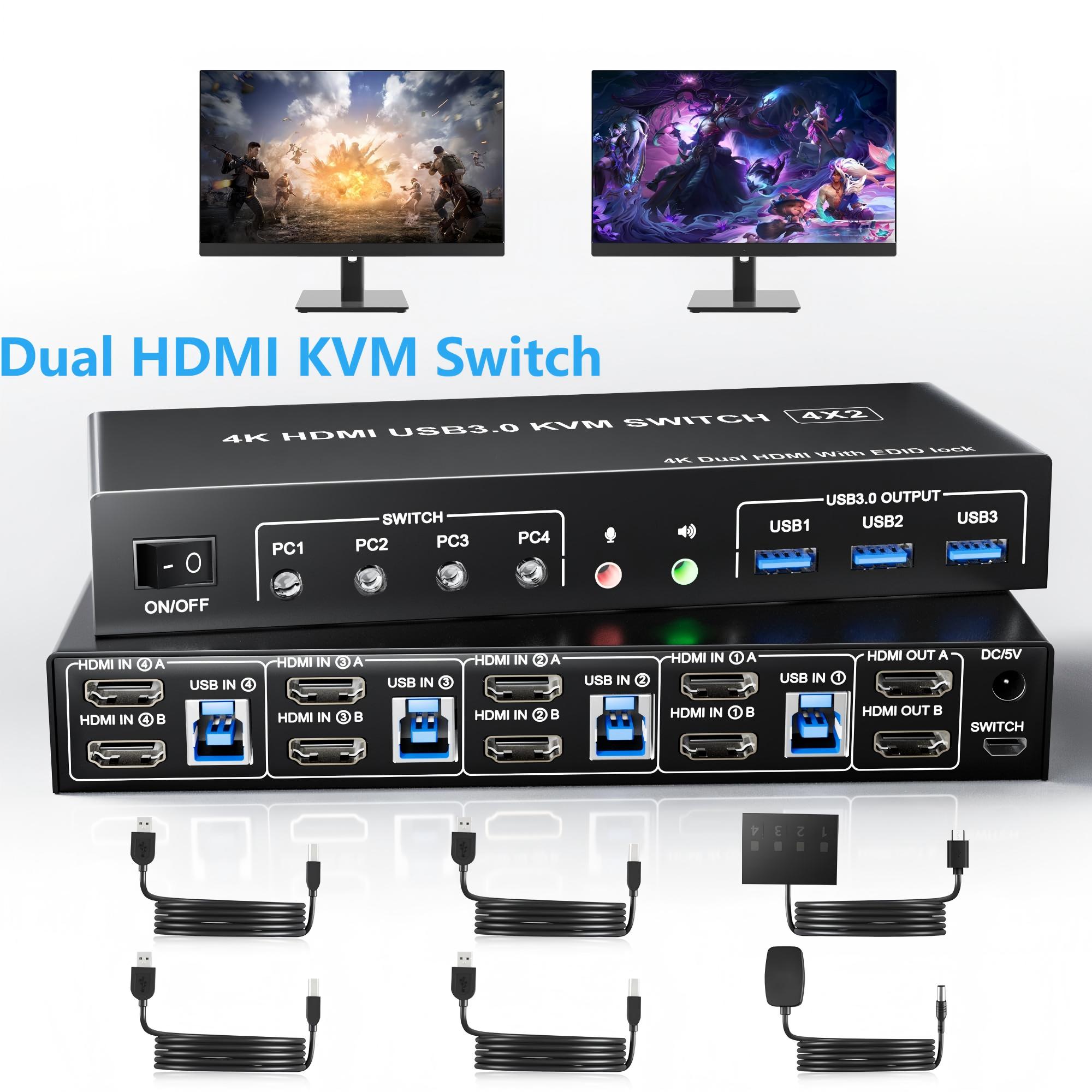 USB 3.0 KVM Switch 4 Komputer  - Hdmi Kvm Switch 4 Port Dual Monitor ulasan dan harga