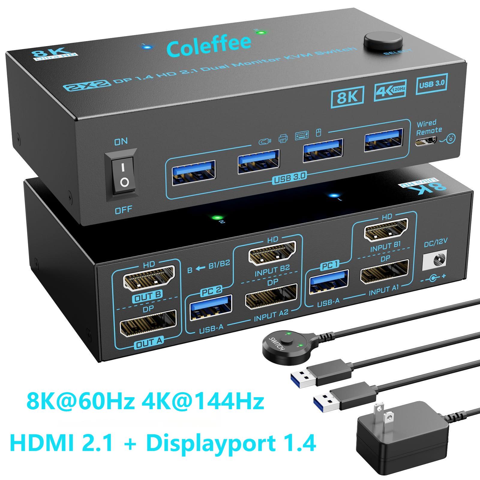 4K @ 144Hz KVM Switch 2 Monito - Hdmi Kvm Switch 4 Port Dual Monitor ulasan dan harga