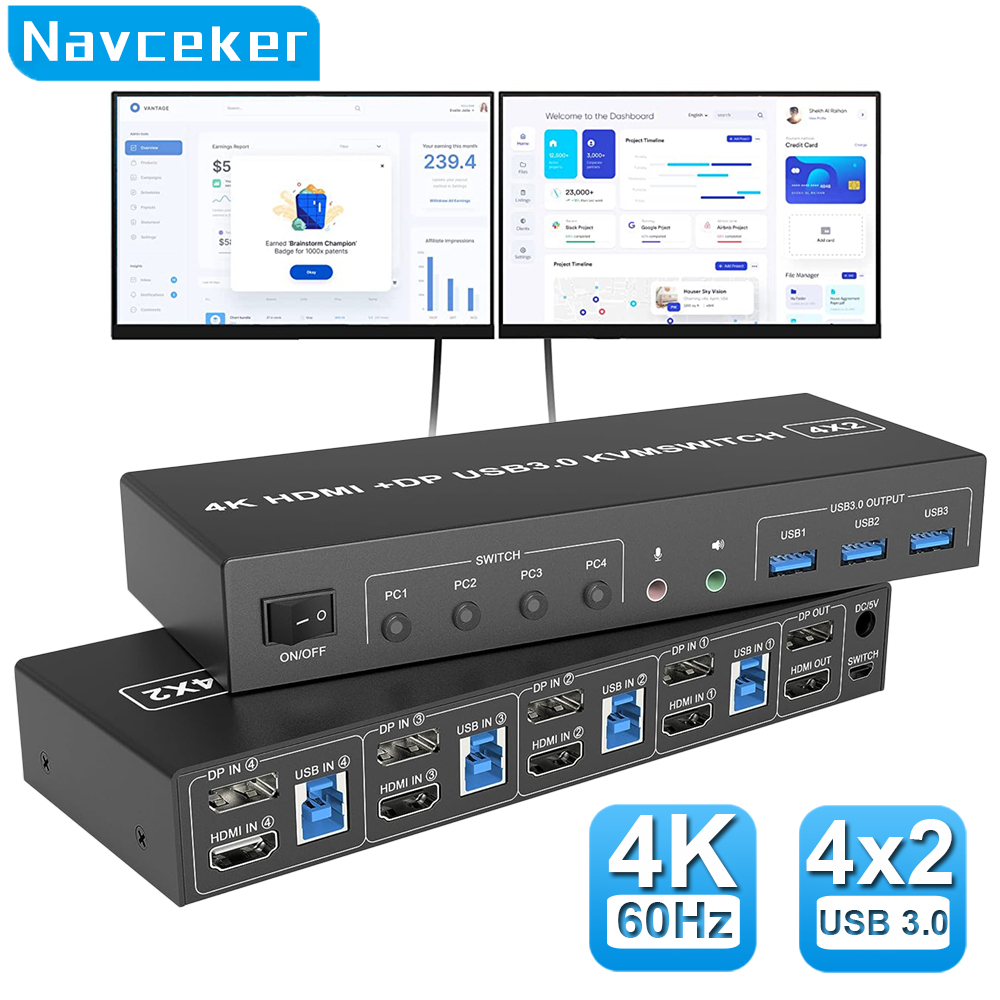 4 Port HDMI KVM USB 3.0 Switch - Hdmi Kvm Switch 4 Port Dual Monitor ulasan dan harga