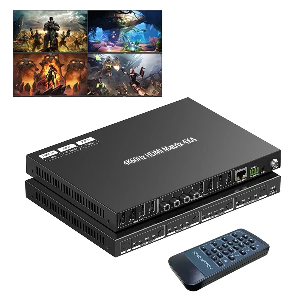 Splitter Video Matriks Hdm 4x4 - Hdmi Matrix Switch 4X4 4K 60Hz ulasan dan harga