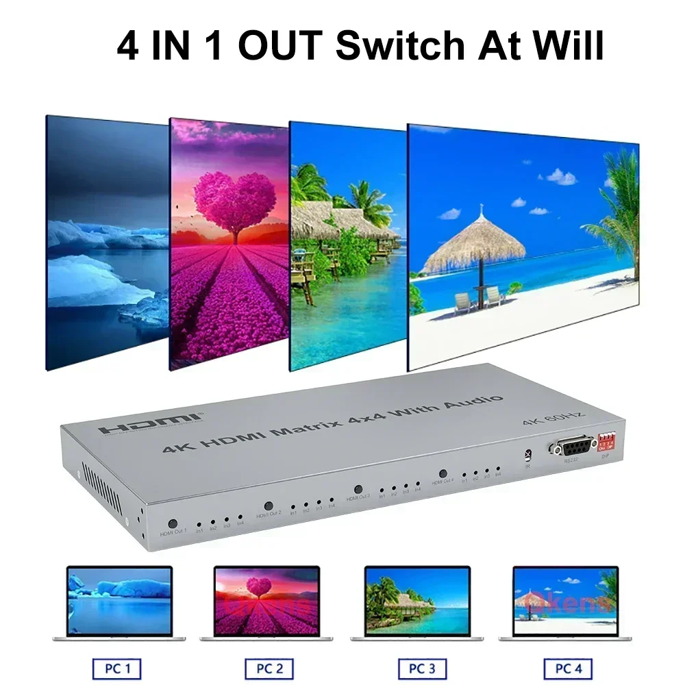Matriks HDMI 4K 60Hz 4x4 denga - Hdmi Matrix Switch 4X4 4K 60Hz ulasan dan harga