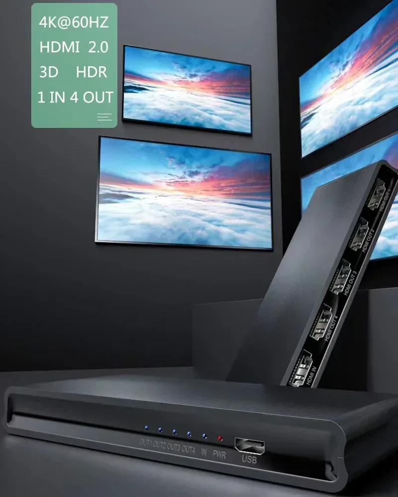 Splitter HDMI 4K 60hz 1x2 1x4  - Hdmi Splitter 1 In 4 Out 4K 60Hz ulasan dan harga