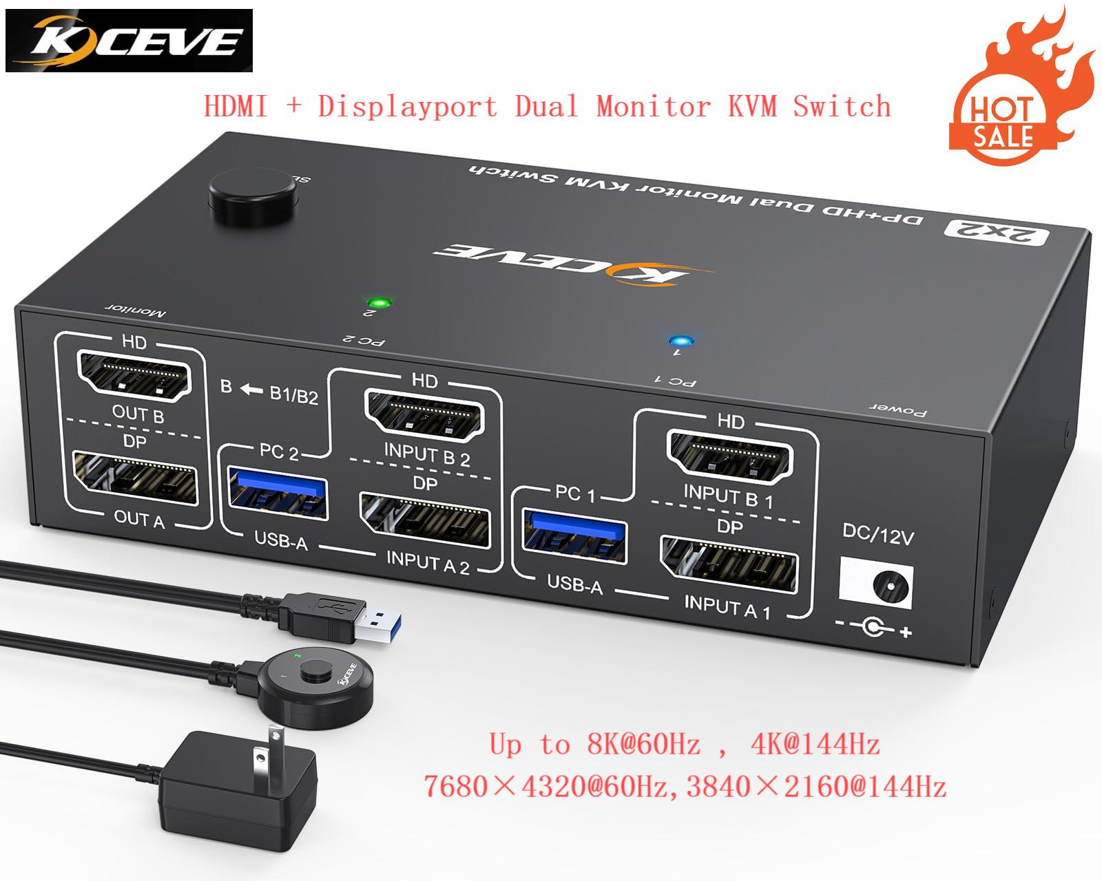 Switch KVM Custom 4K 144Hz 2 M - Hdmi Kvm Switch 4 Port Dual Monitor ulasan dan harga