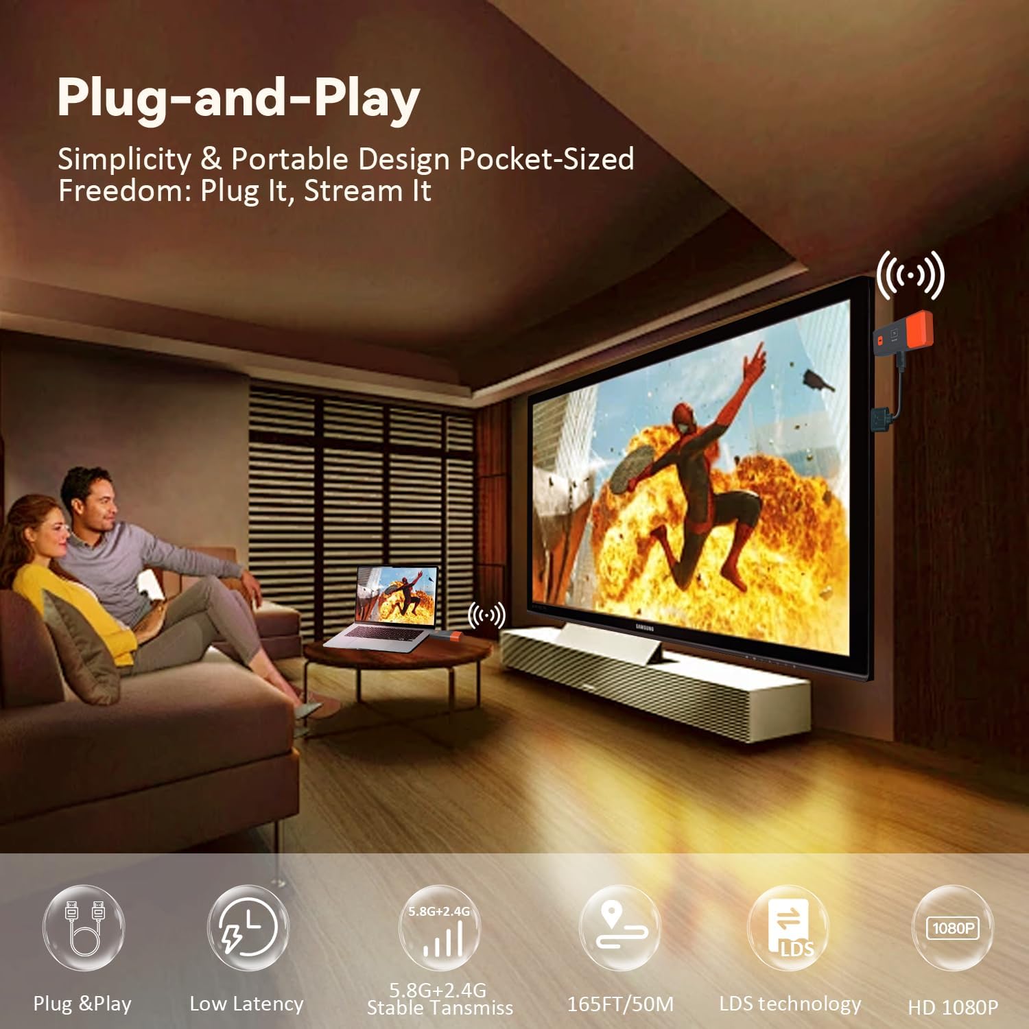 50M 1080P Video Audio Nirkabel - Wireless Hdmi Receiver For Projector ulasan dan harga