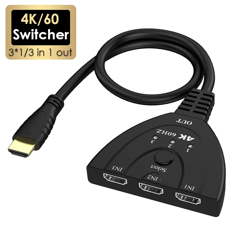 4K 60Hz 3D Mini 3 Port HD Swit - Hdmi Splitter 1 In 4 Out 4K 60Hz ulasan dan harga