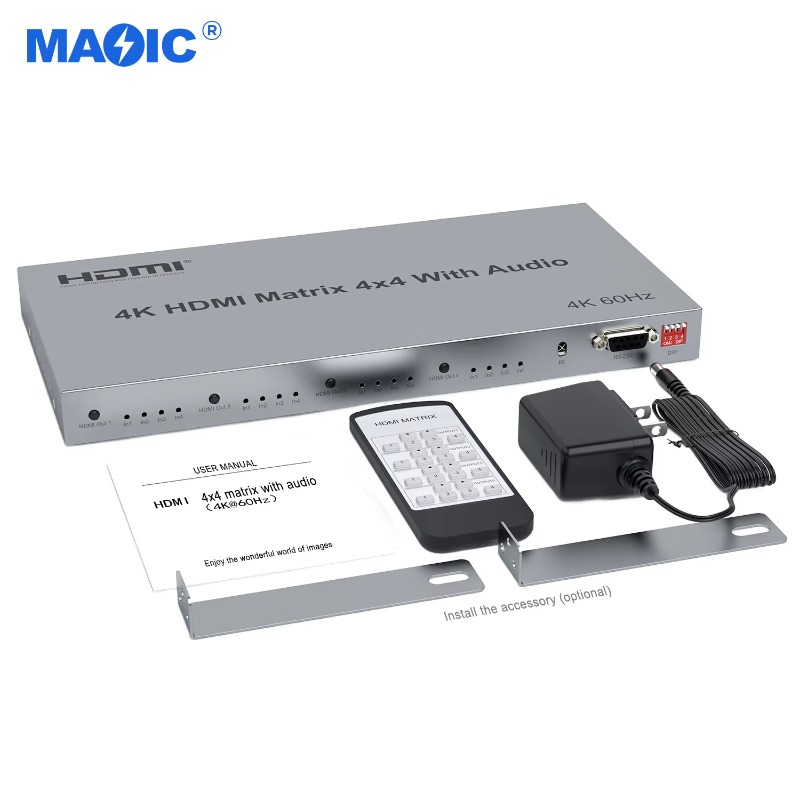 Matriks HDMI 4x4 dengan RS232, - Hdmi Matrix Switch 4X4 4K 60Hz ulasan dan harga