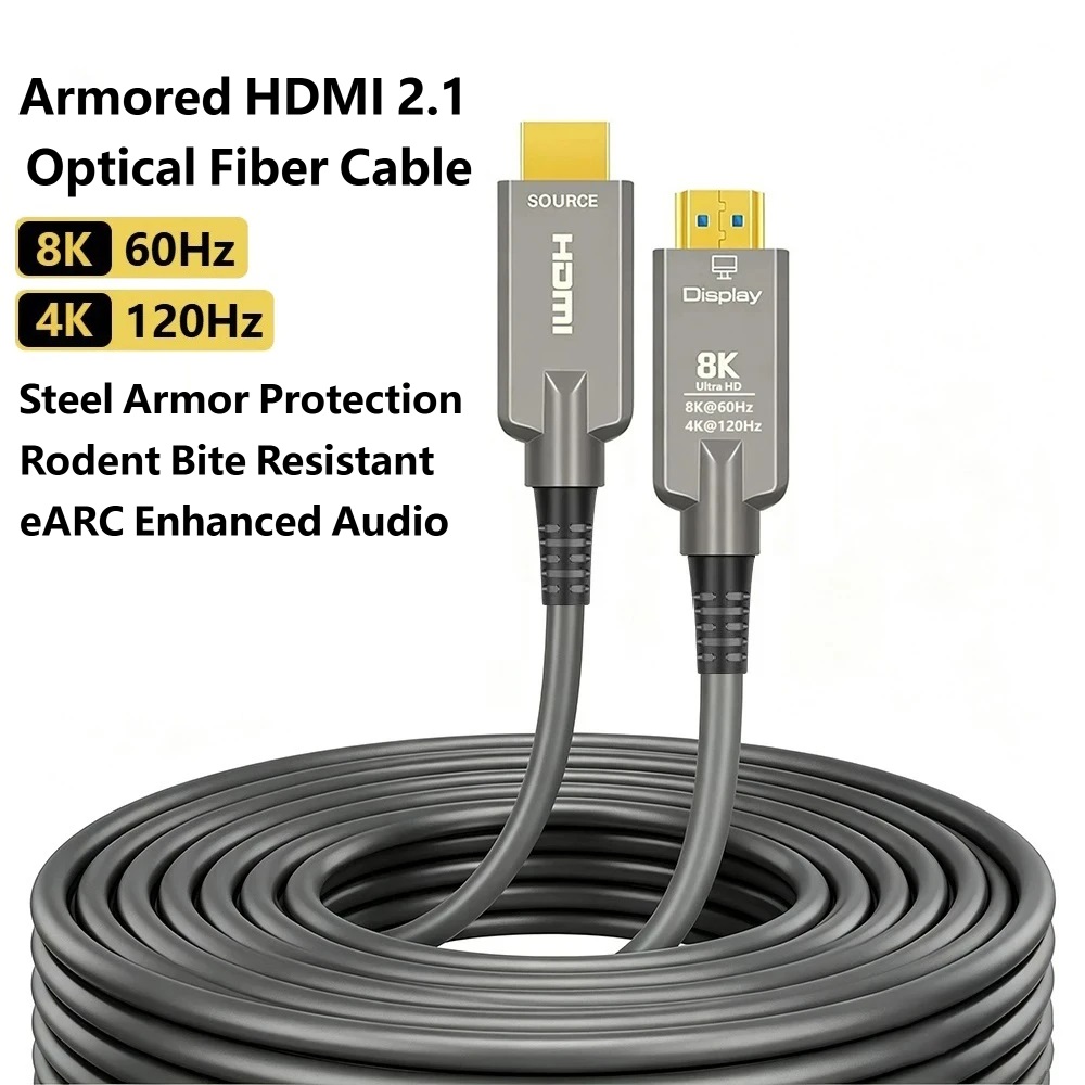 Kabel Serat Optik HDMI 2.1 Ber - Hdmi Fiber Optic Cable 50M 100M ulasan dan harga