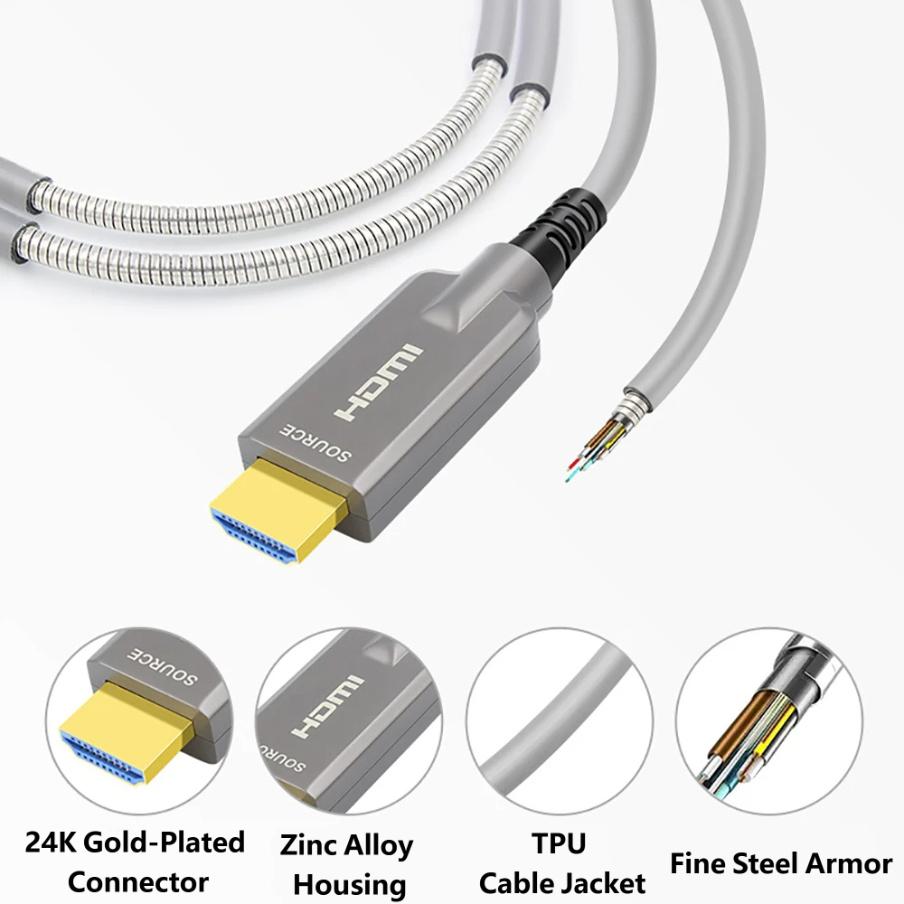 Kabel Serat Optik HDMI 2.1 Ber - Hdmi Fiber Optic Cable 50M 100M ulasan dan harga
