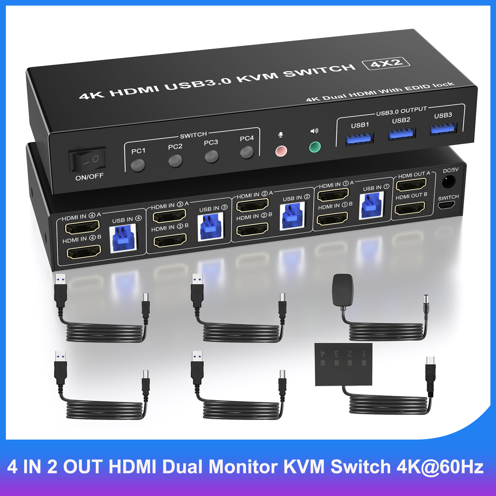 4 IN 2 OUT HDMI Dual Monitor K - Hdmi Kvm Switch 4 Port Dual Monitor ulasan dan harga